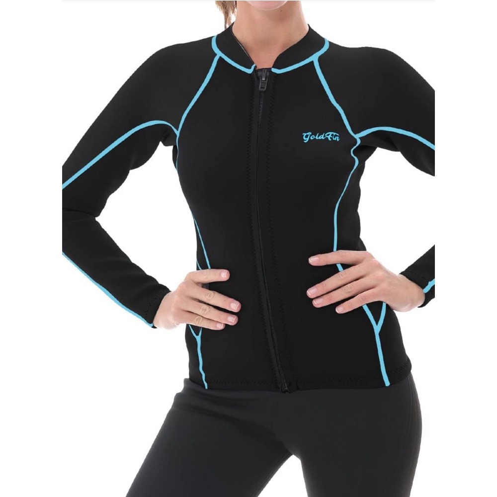 GoldFin Wetsuit Top Women 4XL Black Excellent 2mm Neoprene Front Zip Jacket